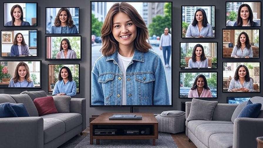 "Collage of TV screens with a 90s woman in denim jacket, highlighting Rachel Green's influence on TV characters from Friends."