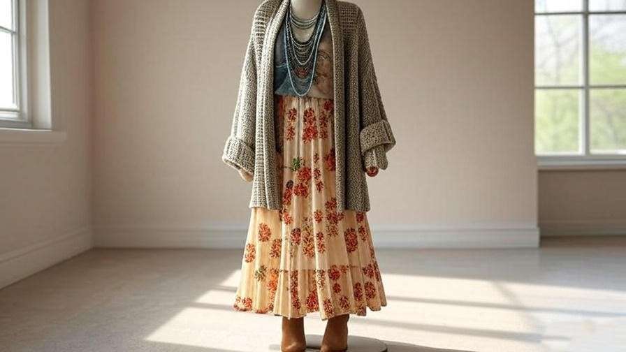 Boho mannequin with fabrics