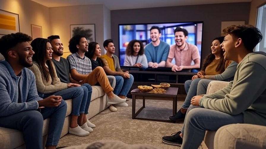 "Modern 2025 audience watching and laughing at Friends TV series sister moments on TV."