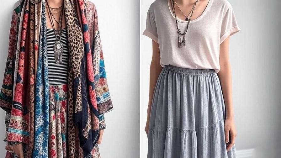 Split boho outfit comparison