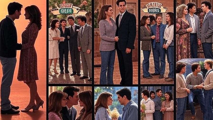 "Timeline of Monica and Chandler’s relationship milestones in Friends settings."