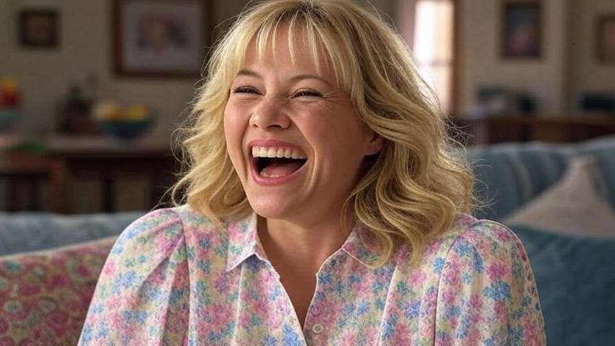 "Christina Applegate as Dr. Amy Green delivering a hilarious line on Friends set, 90s TV comedy".