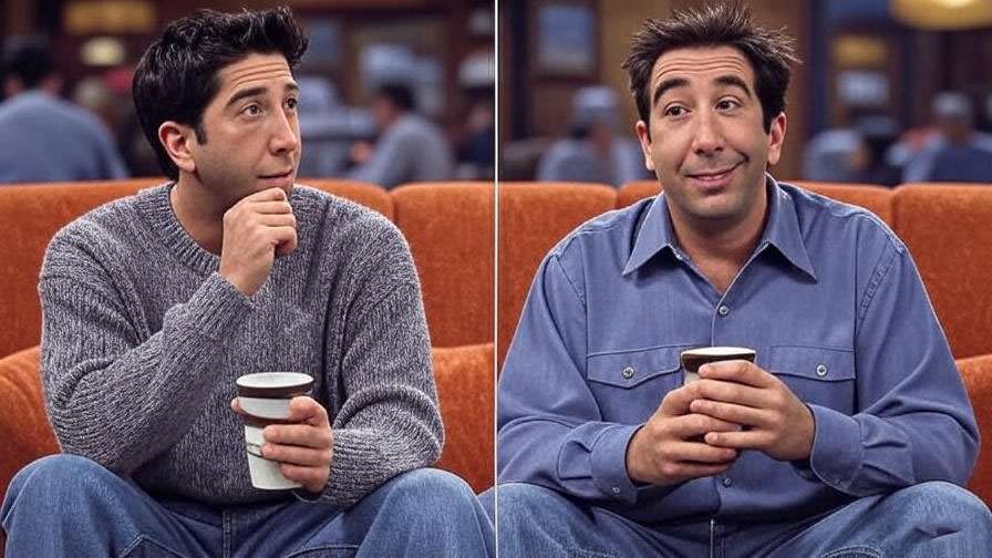 David Schwimmer as Ross and Russ doppelganger in Friends TV series, iconic casting reveal. 