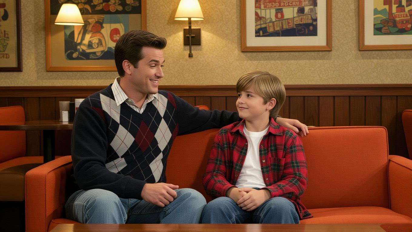 Ross Geller and Ben in Central Perk, nostalgic Friends TV scene