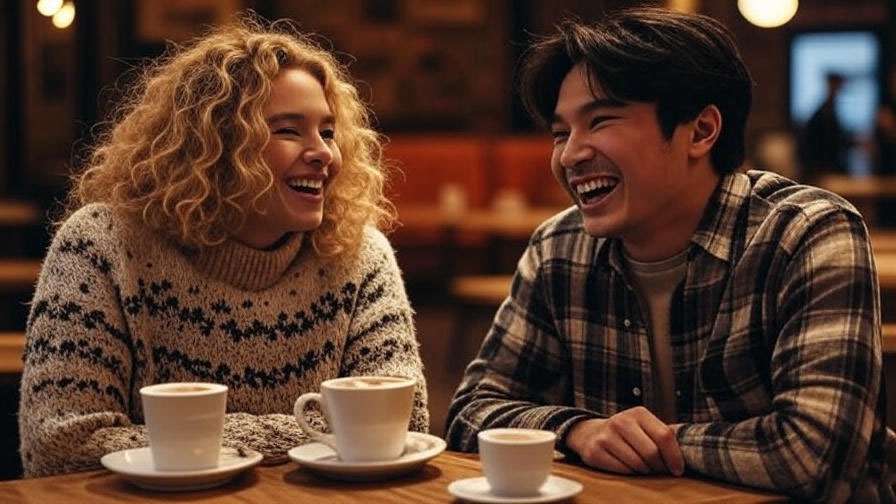 Phoebe and Ross laughing at Central Perk, showcasing their playful friendship in Friends TV show.