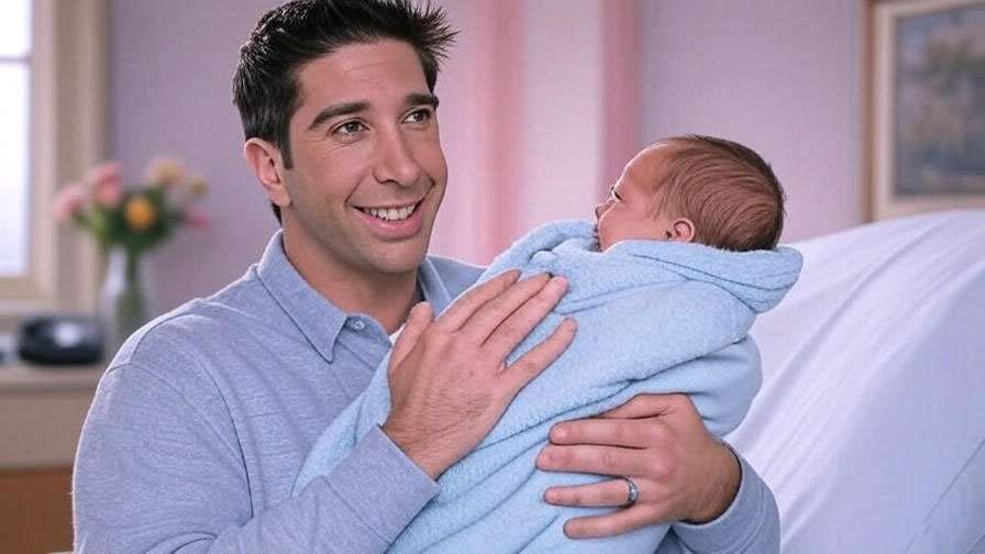 Ross Geller holding baby Ben Geller in Friends hospital scene, exploring Ross and Carol's son in Friends. 