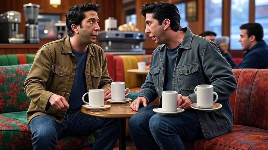 Hilarious Ross and Russ confrontation scene in Friends episode, doppelganger comedy. 
