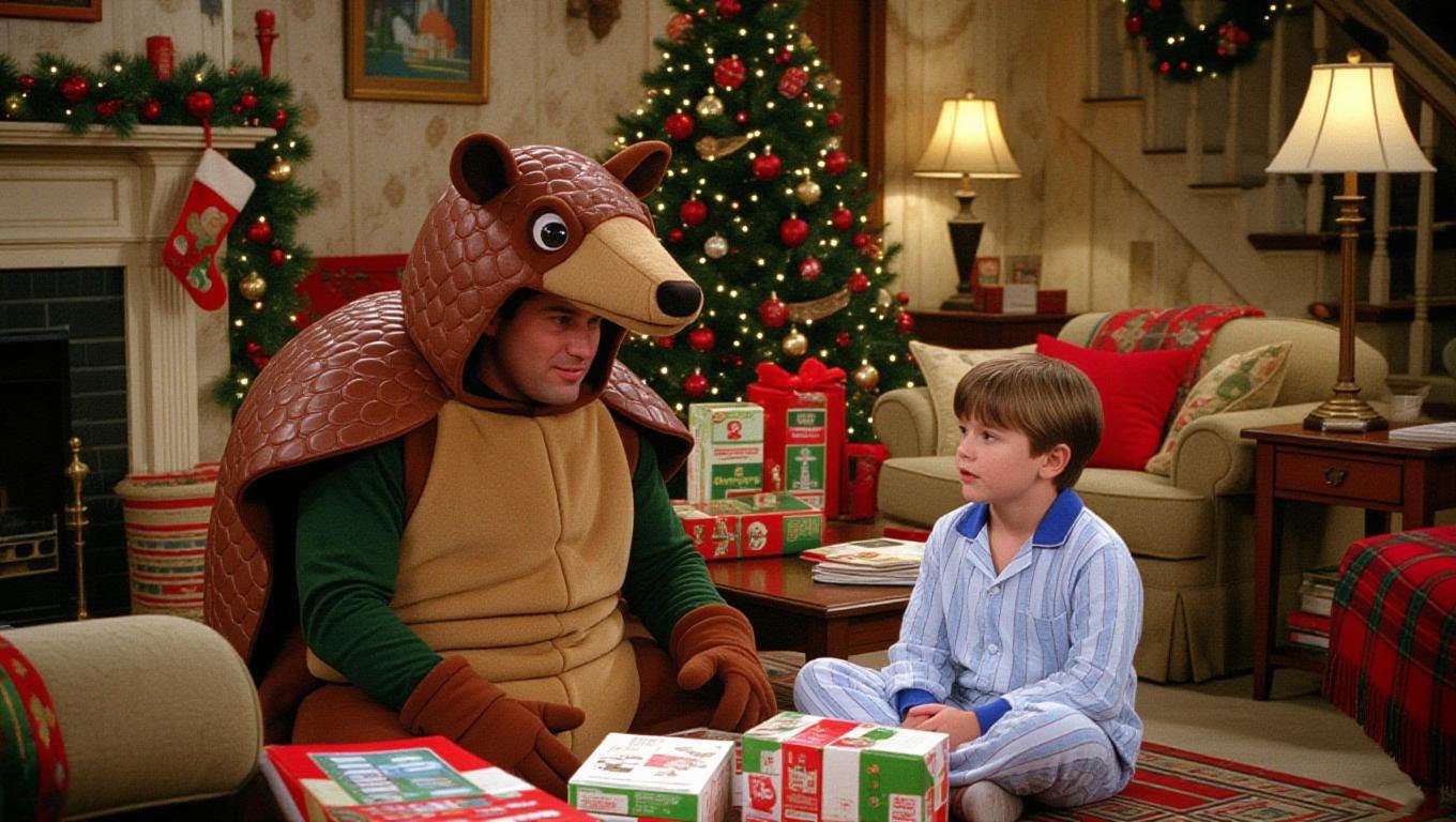 Ross as Holiday Armadillo with Ben, iconic Friends episode scene