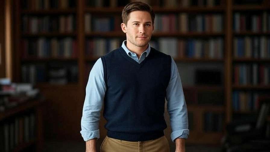 Man in 90s sweater vest and button-down from Friends
