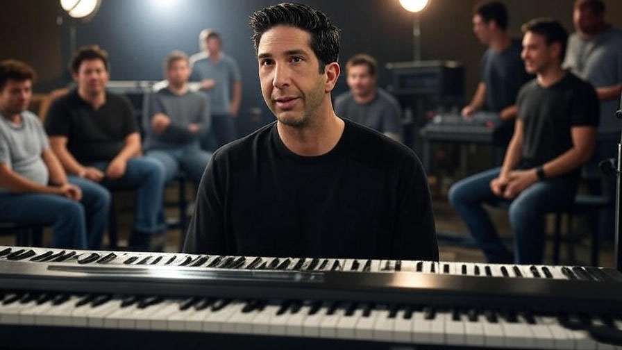 Behind-the-scenes Friends Ross keyboard creation with cast and sound team.
