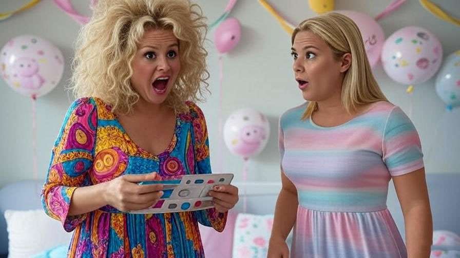 Phoebe and Rachel at a chaotic baby shower in Friends Season 8.