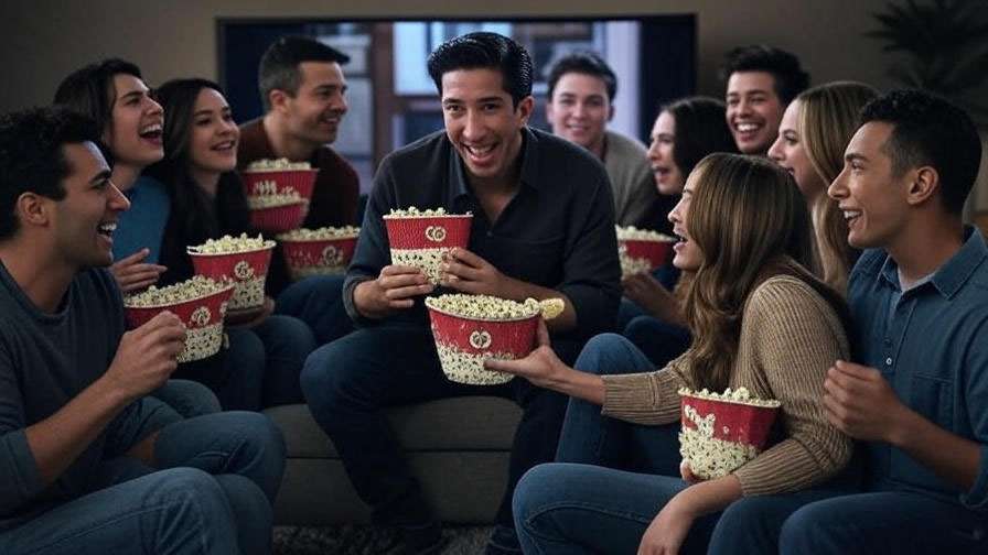 Friends fans binge-watching Ross Geller moments nostalgia setup.