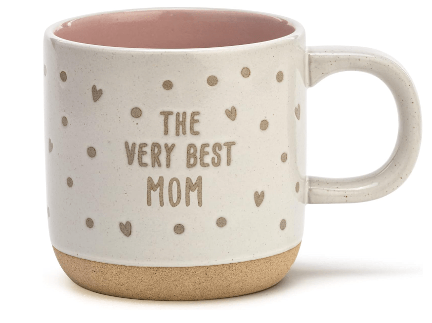  DEMDACO The Very Best Mom Tan and Rose 16 Ounce Stoneware Coffee Cup Mug