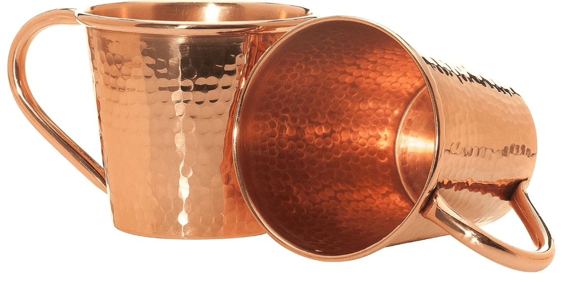  Sertodo Copper Moscow Mule Mugs | Set of 2, 12 oz Capacity | Copper Handle | 100% Pure Copper, Heavy Gauge, Hand Hammered
