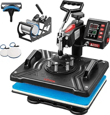 VEVOR 5 in 1 Heat Press Machine 12x15 Inch, 360° Swing Away Shirt Press Machine - Digital Professional Heat Transfer Tshirt Press Machine, Sublimation Heat Press for T Shirts Hat Cap Mug Plate
