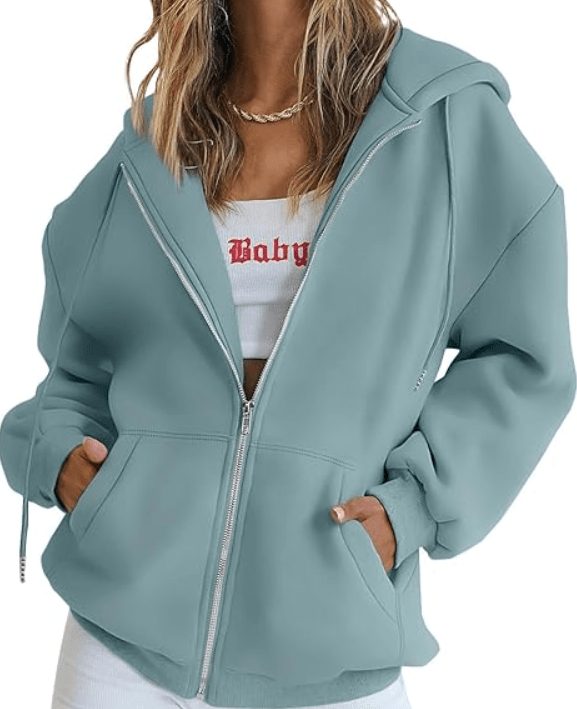 Trendy Queen Womens Zip Up Hoodies Oversized Sweatshirts Fall School Fashion Outfits Casual Jackets 2025 Winter Clothes
