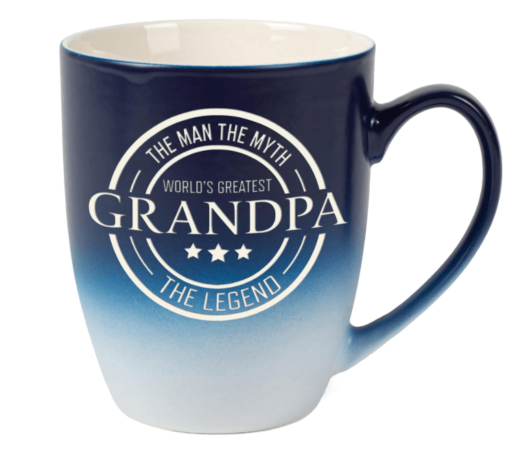  Elanze Designs World's Greatest Grandpa Two Toned Ombre Matte Navy Blue and White 12 ounce Ceramic Stoneware Coffee Cup Mug