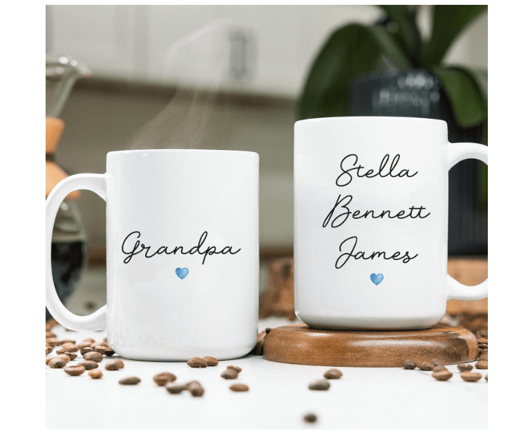  Personalized Grandpa Coffee Mugs Custom Kids Name Mug Pregnancy Reveal Gifts For New Grandpa Personalized Gifts For Fathers Day Birthday Custom Cups For Men