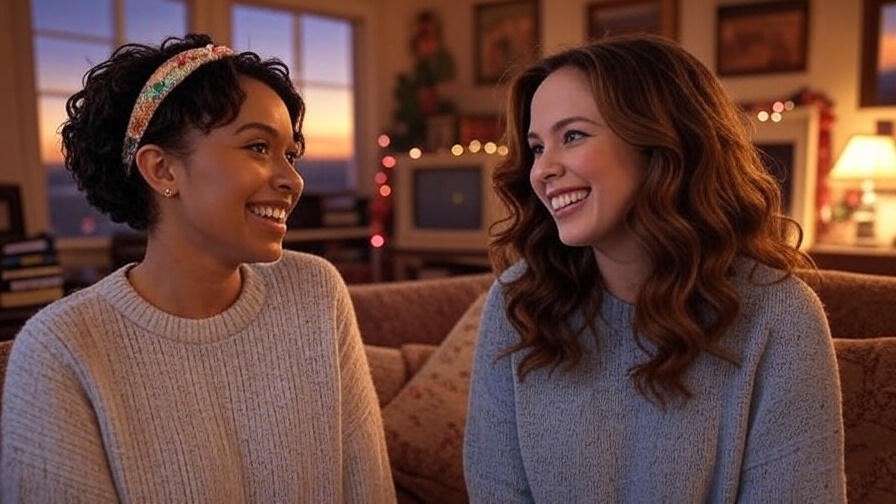 Monica and Rachel from Friends celebrated with 90s memorabilia reflecting their cultural impact.