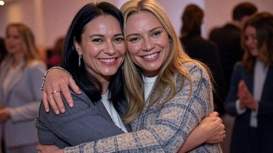 Two women embracing at a charity event, symbolizing the Courteney Cox Jennifer Aniston reunion.