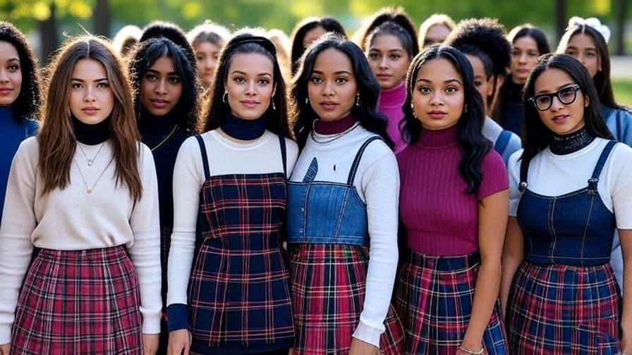 "Diverse women in layered outfits, adapting Friends Rachel style for all body types".