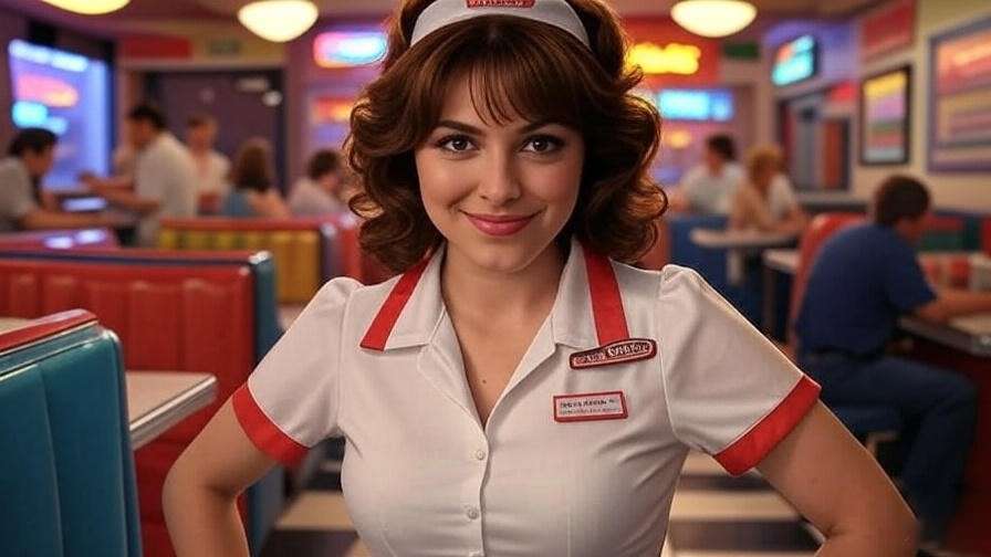 "Karen Green as Ursula Buffay in a 90s diner scene from Mad About You, showcasing her crossover role."