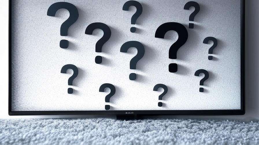 "Modern FAQ page layout with question marks and subtle TV screen background."