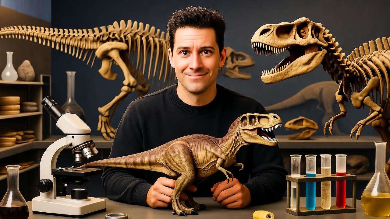 Ross Geller as a nerdy paleontologist in Friends museum scene, capturing his quirky and intellectual personality.
