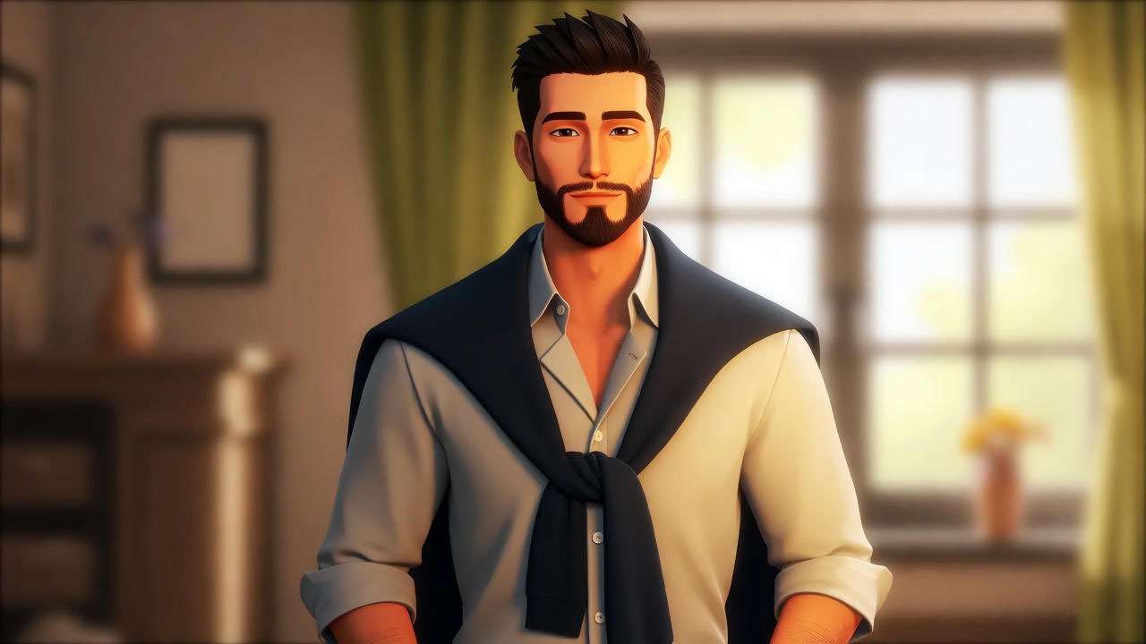 Ross Mandell character portrait in a cozy apartment, reflecting his personality in Friends TV series.