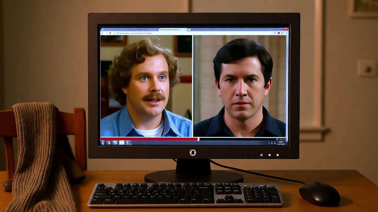 Friends fans discussing Ross’s sweater theories online with nostalgic 90s aesthetic.