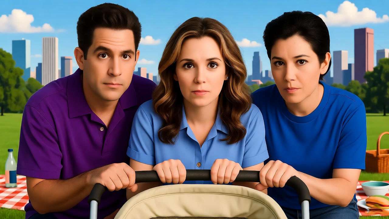 Ross Geller co-parenting with Carol and Susan in Friends, highlighting origins of fan rumors.
