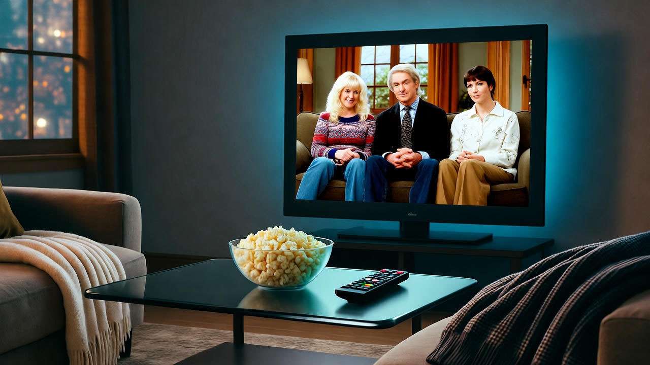 Nostalgic living room scene with Ross’s sweater symbolizing the enduring Friends fandom.
