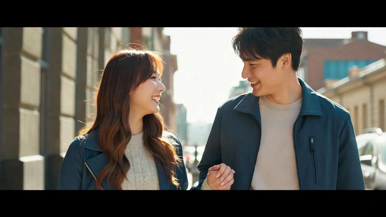 Ross and Rachel enjoying a happy moment together in the city during their Friends relationship.