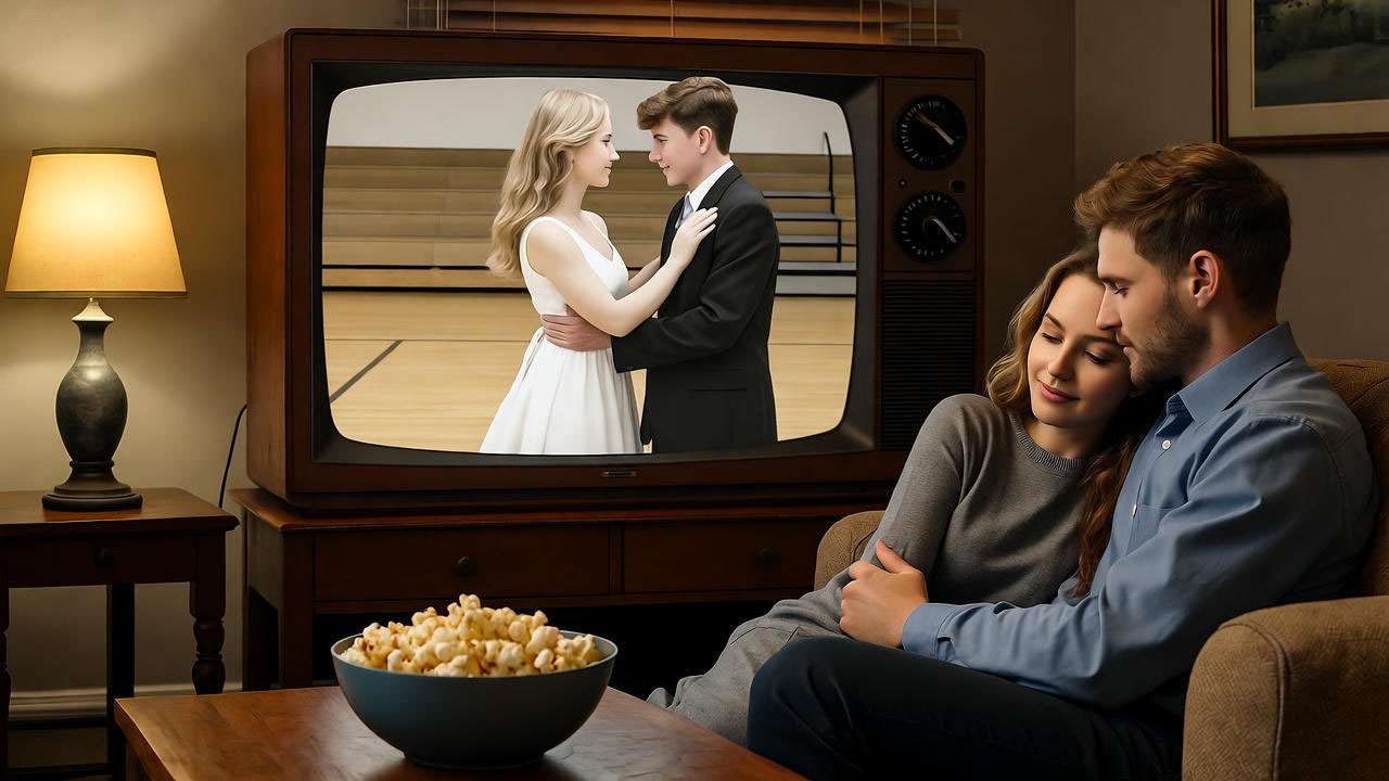  Ross and Rachel prom video flashback emotional kiss Friends episode. 