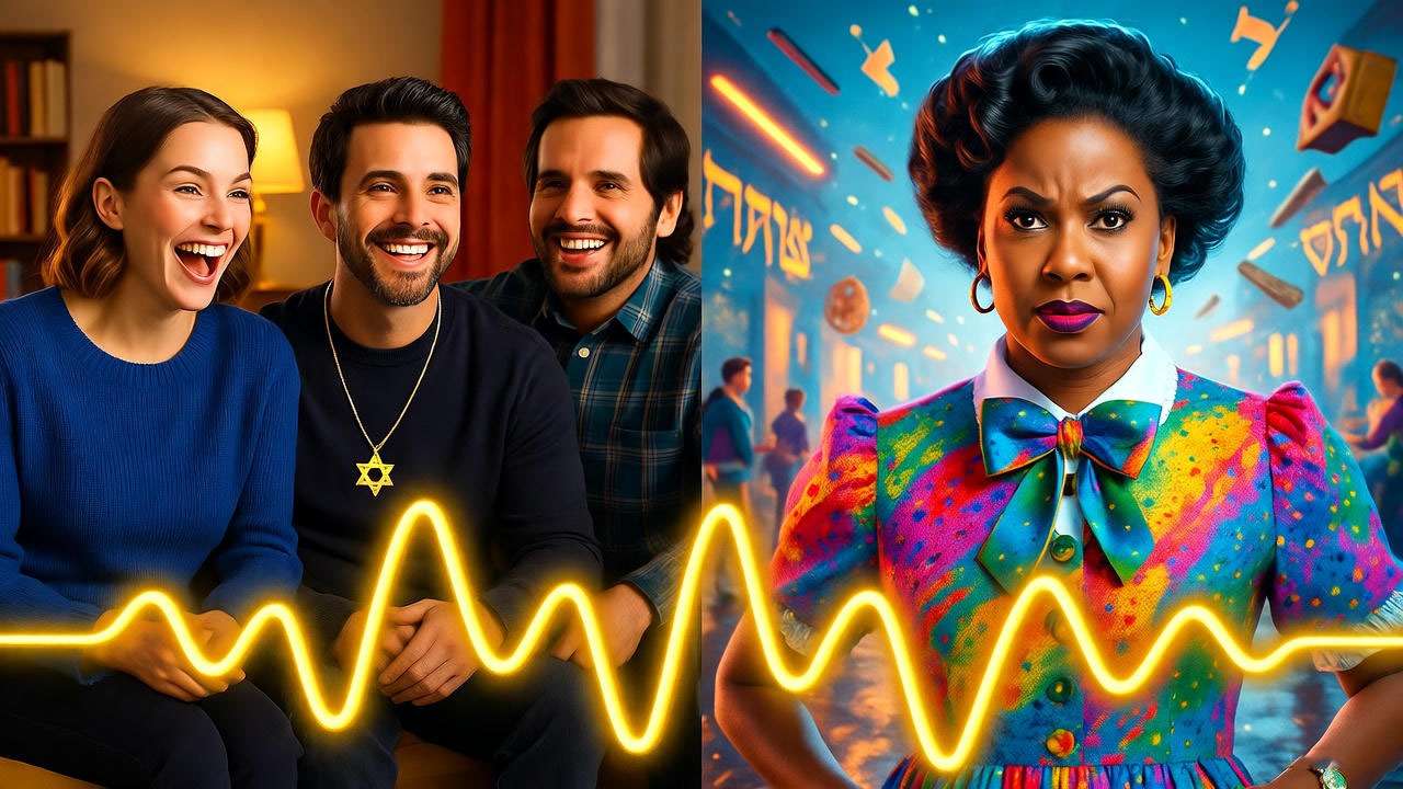Collage comparing Jewish representation in Friends, Seinfeld, and The Nanny 1990s sitcoms. 