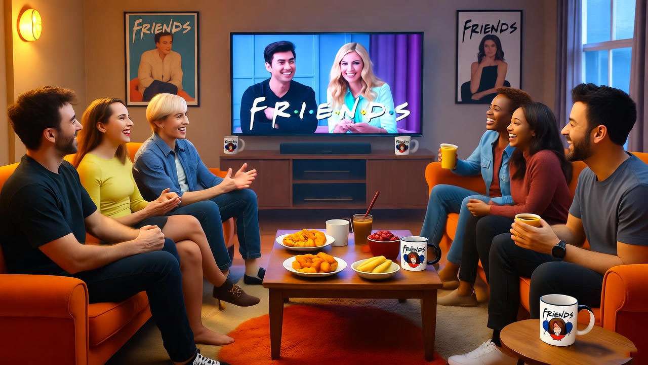 Lively Friends watch party with fans enjoying Ross’s romantic episodes.