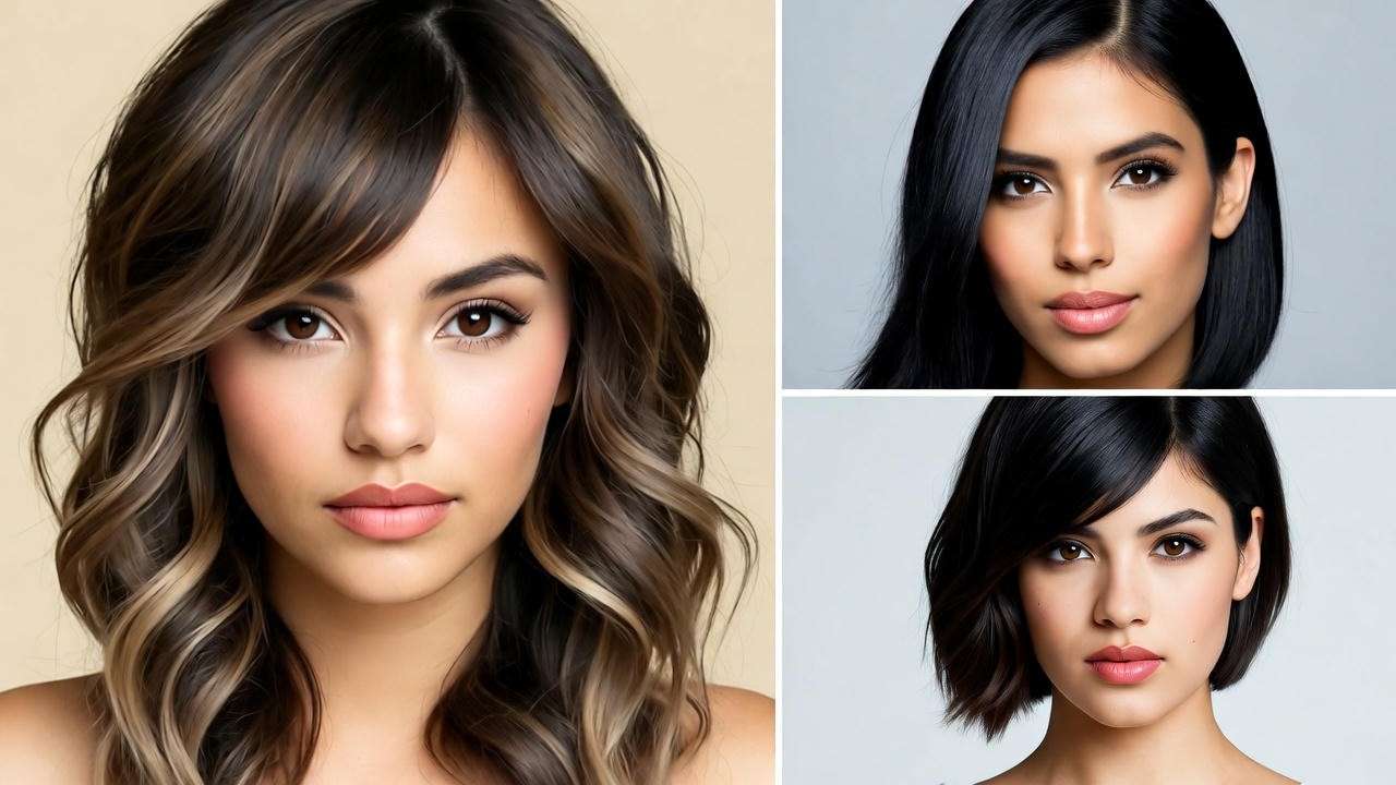 Collage of Rachel’s iconic hairstyles from Friends seasons, showcasing layered cuts and beachy waves.