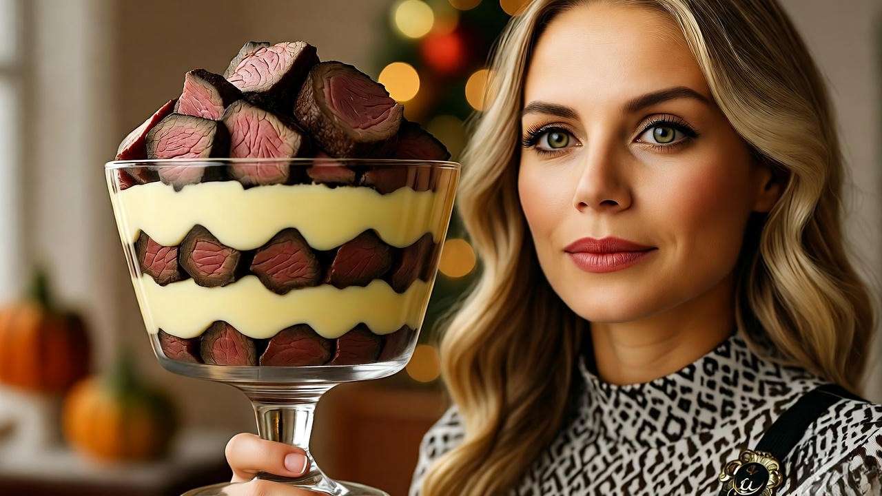 Rachel Green with a funny trifle disaster in Friends, blending beef and custard in a Thanksgiving scene.