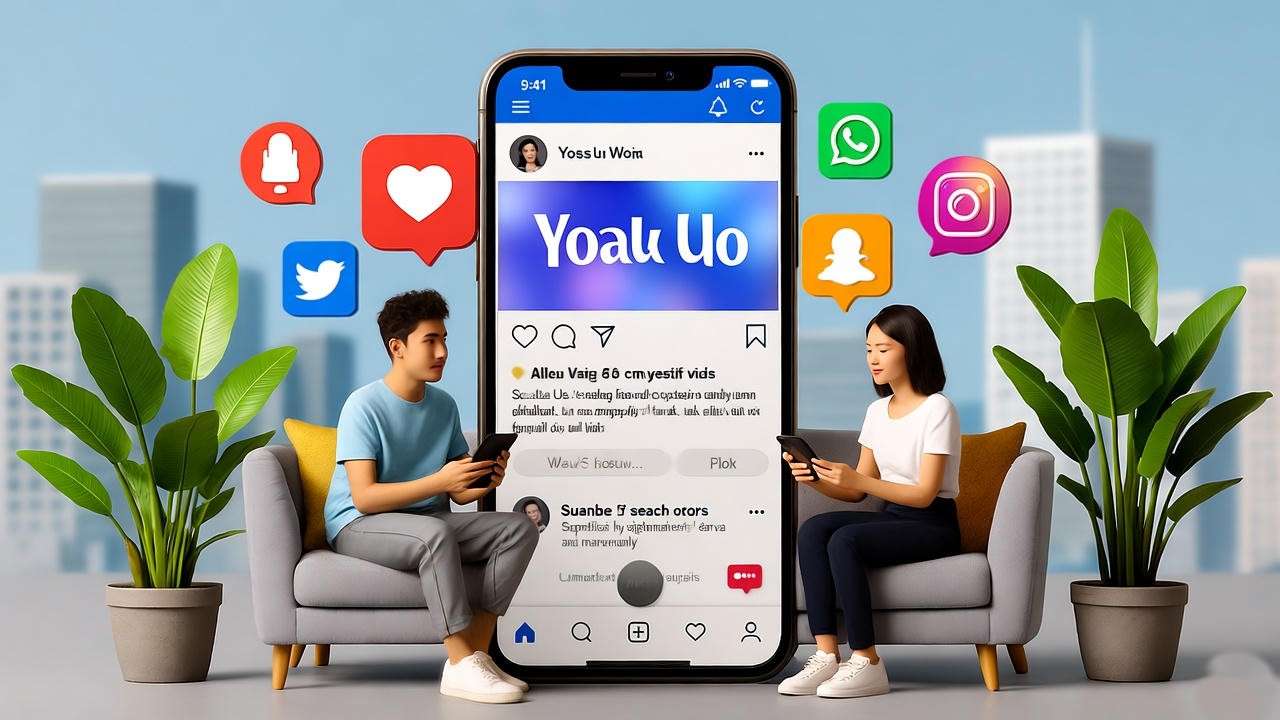 Social media setup with Friends Amy Green clip on smartphone