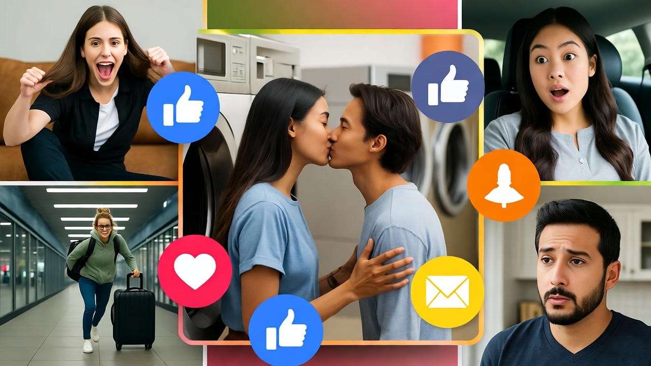 Vibrant collage of Friends memes and social media icons from iconic scenes.