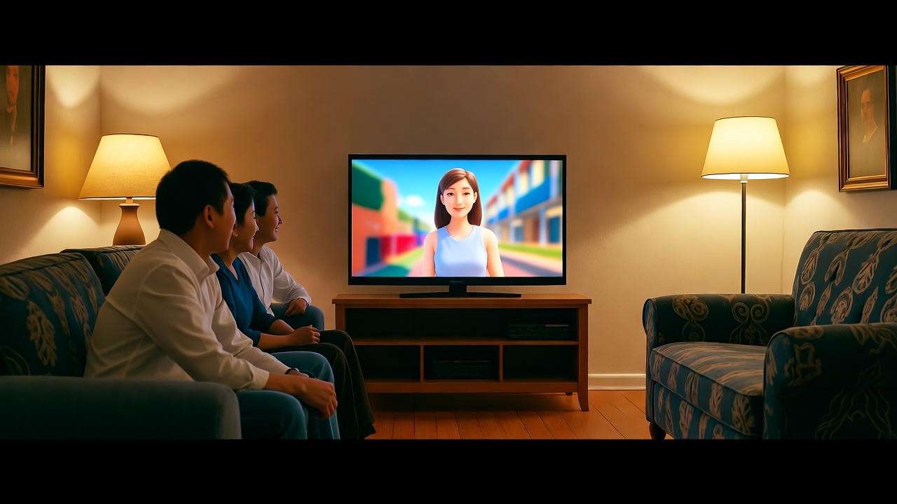 Friends watching Friends on TV in a cozy living room for emotional comfort.