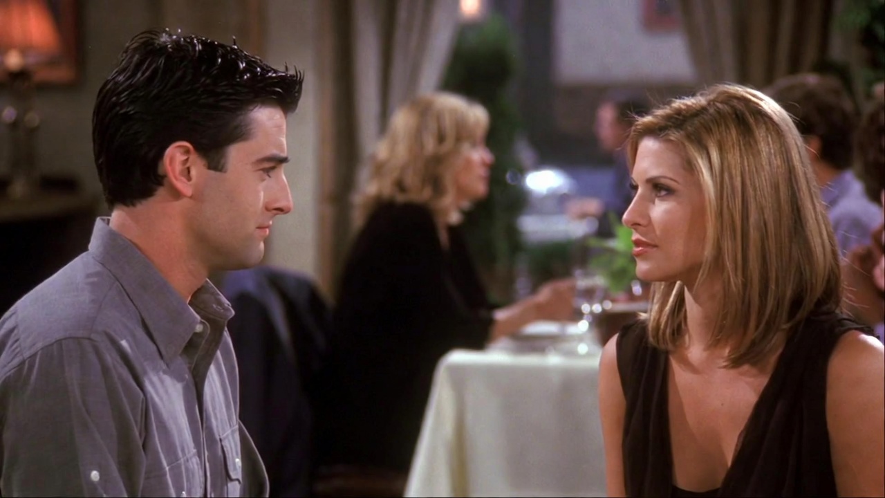 Joey and Rachel on their awkward first date in Friends, highlighting the lack of chemistry in the controversial romance arc