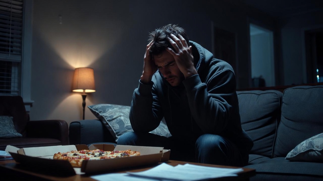 Ross Geller style emotional frustration scene symbolizing insecurity and stress