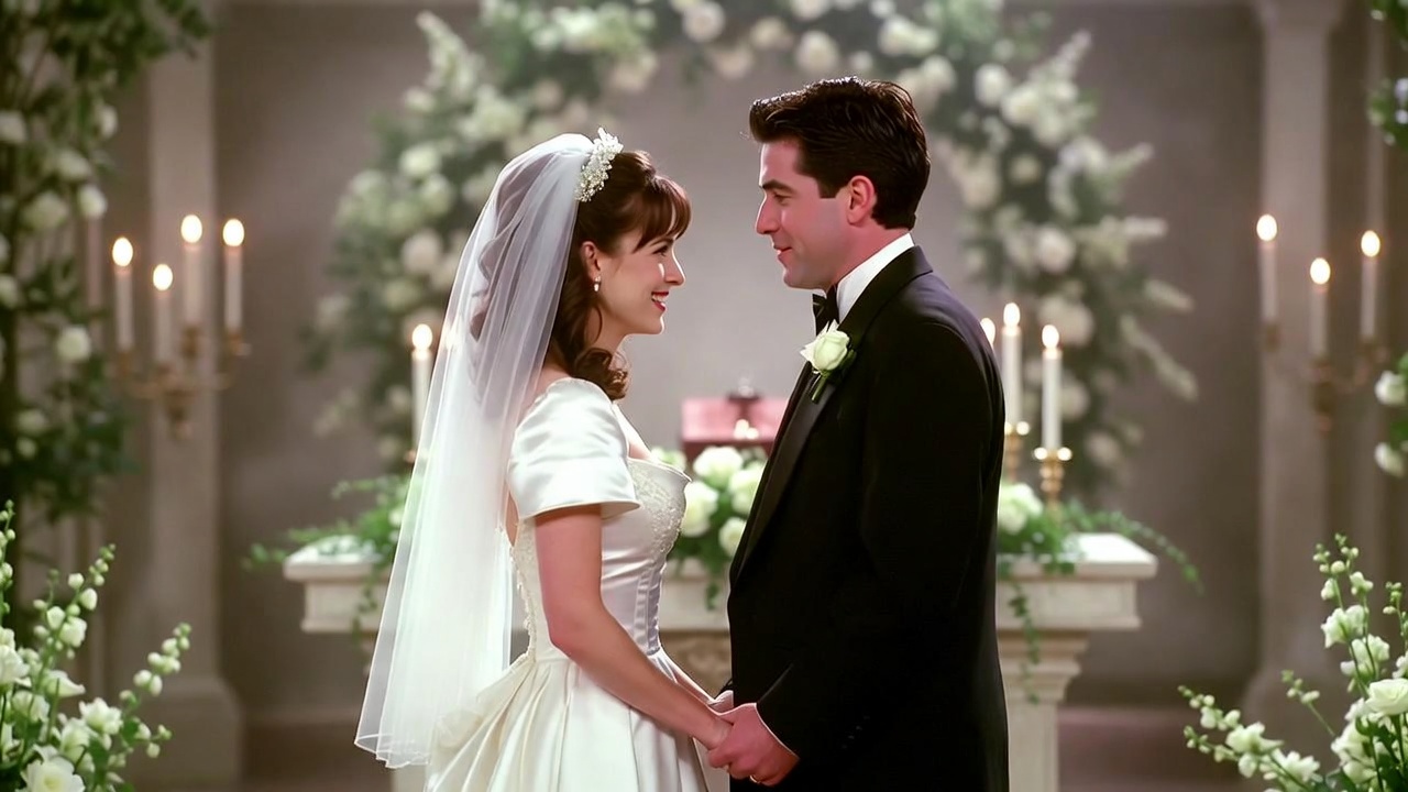 Monica and Chandler wedding moment from Friends TV series
