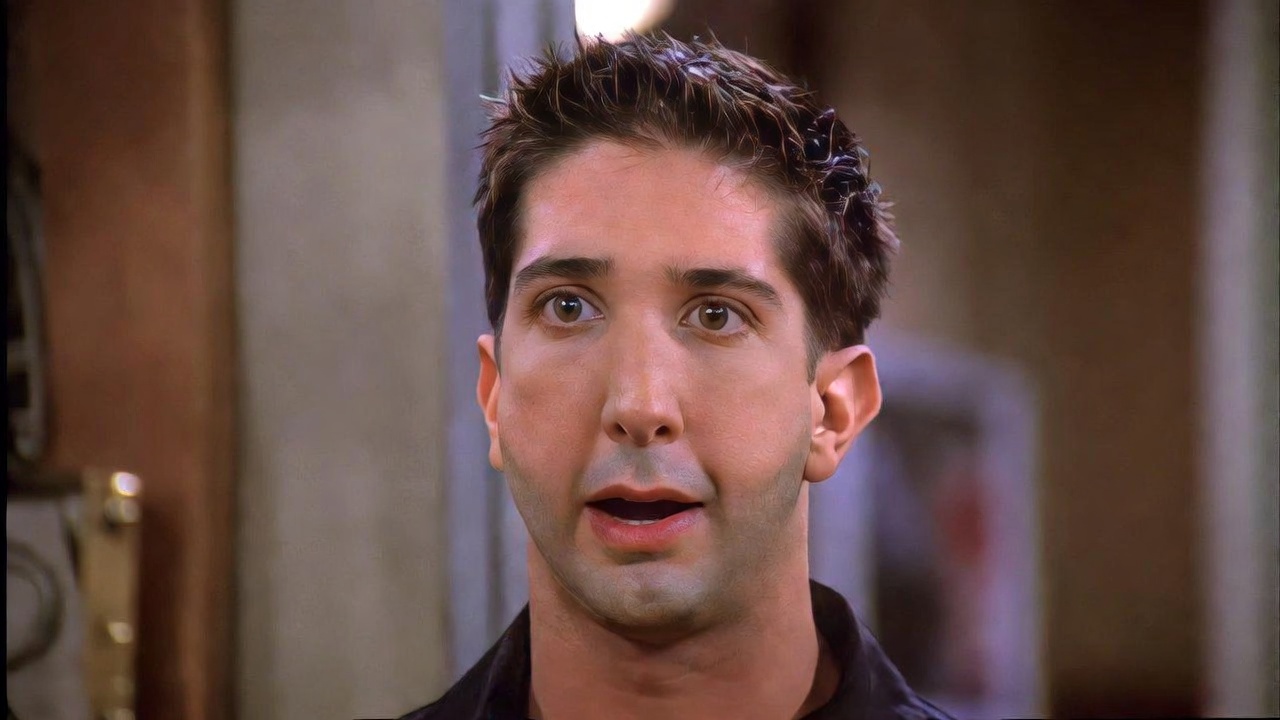 Ross Geller emotional romantic declaration scene in Friends schizophrenia parody 