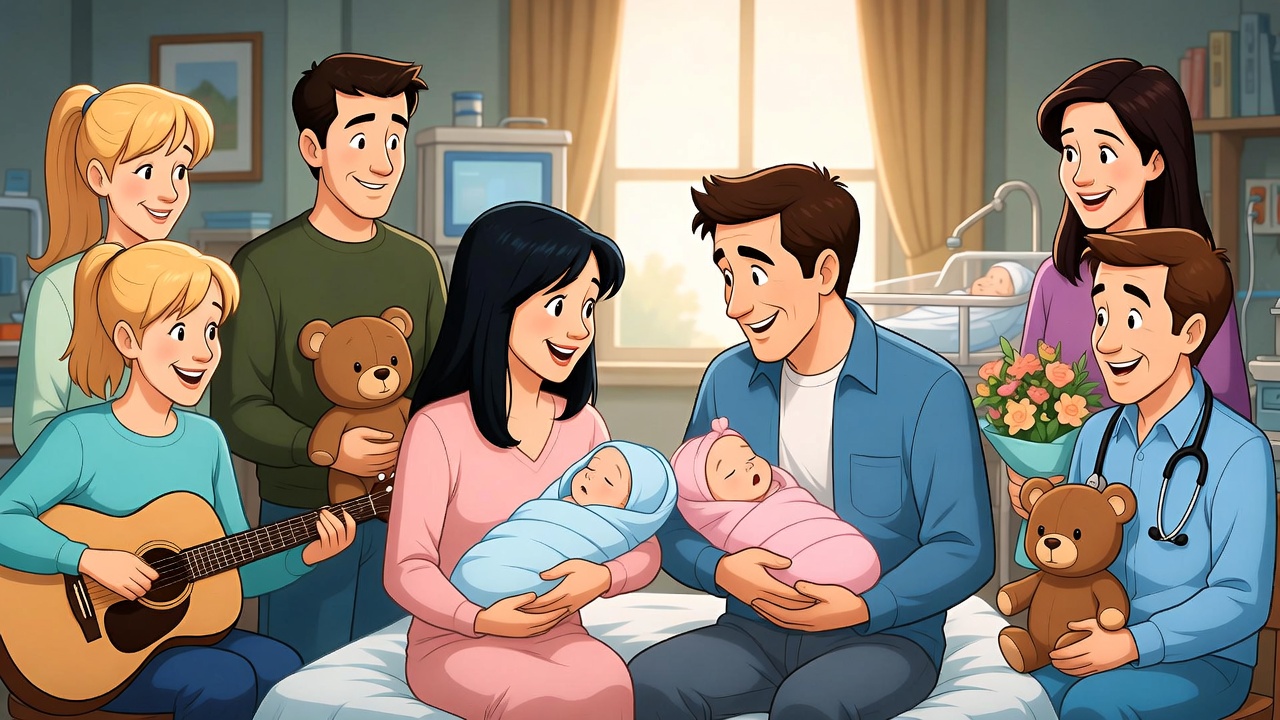 Monica and Chandler with twins in Friends relationship timeline finale.