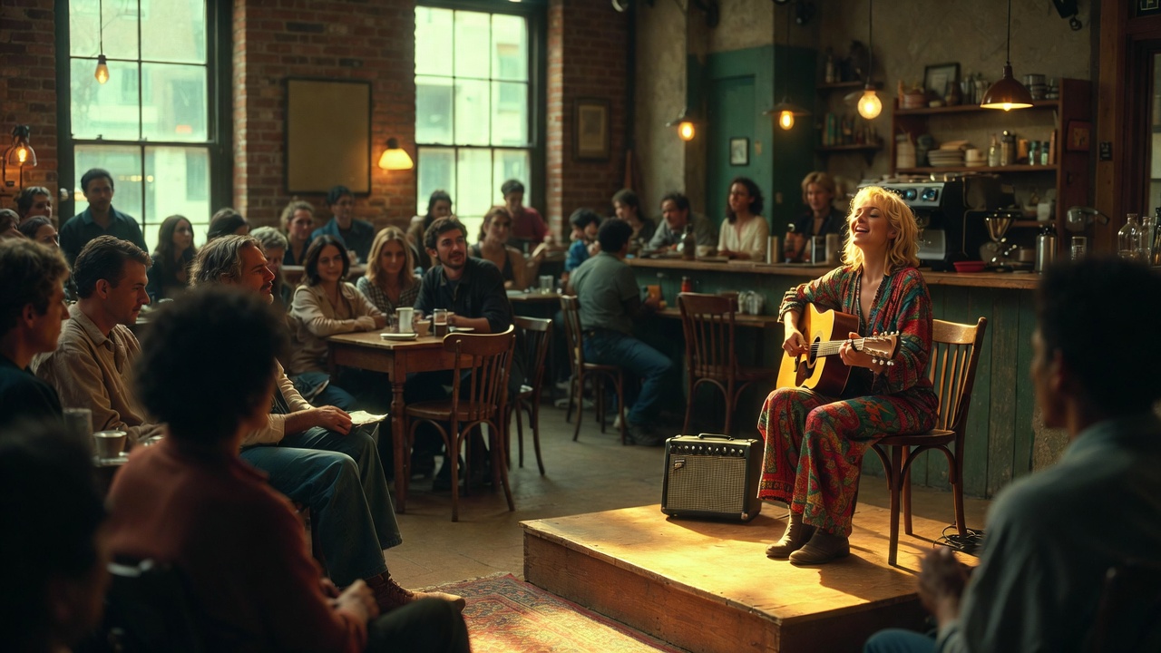 Phoebe Buffay performing Smelly Cat at Central Perk in Friends