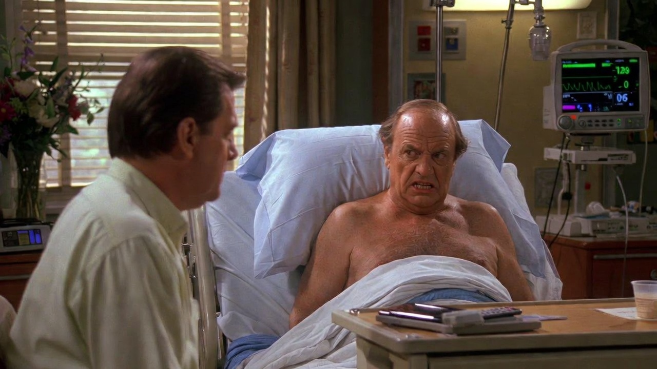Dr. Leonard Green confronting Ross Geller in a tense Friends hospital scene, showing family drama
