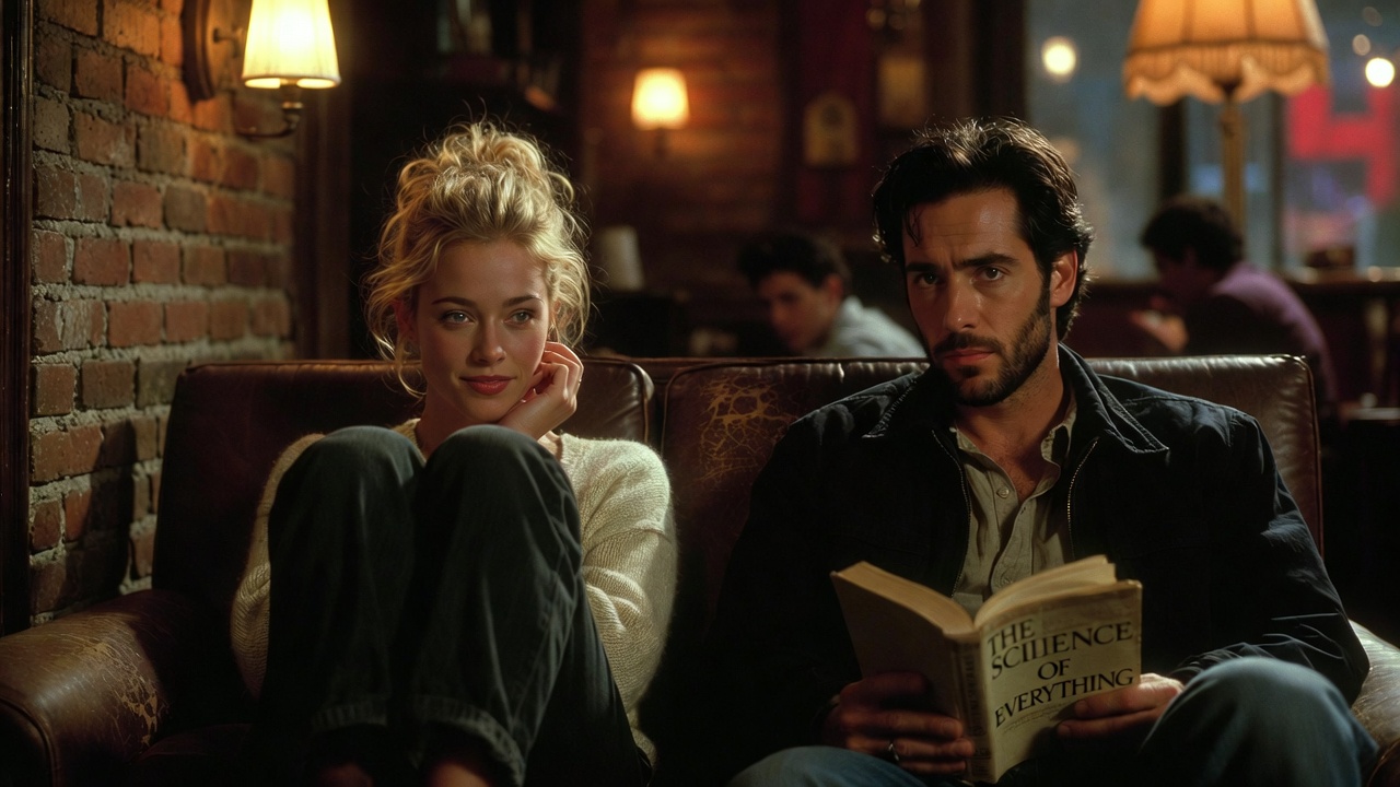 Phoebe and Ross sitting together at Central Perk showing their contrasting personalities